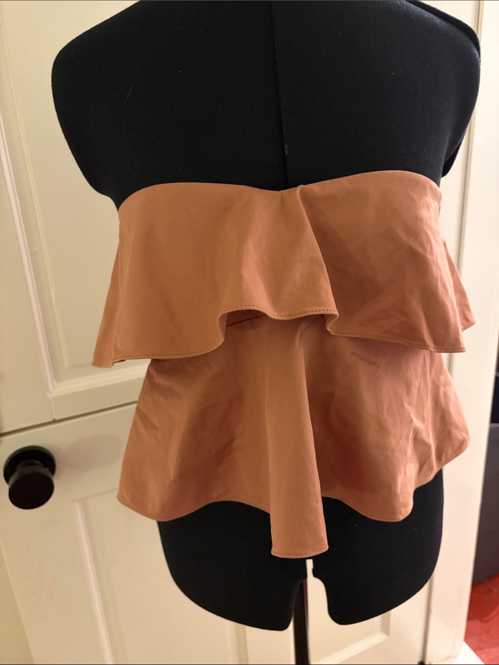 Rebecca Taylor Terracotta Ruffle Strapless Crop Top